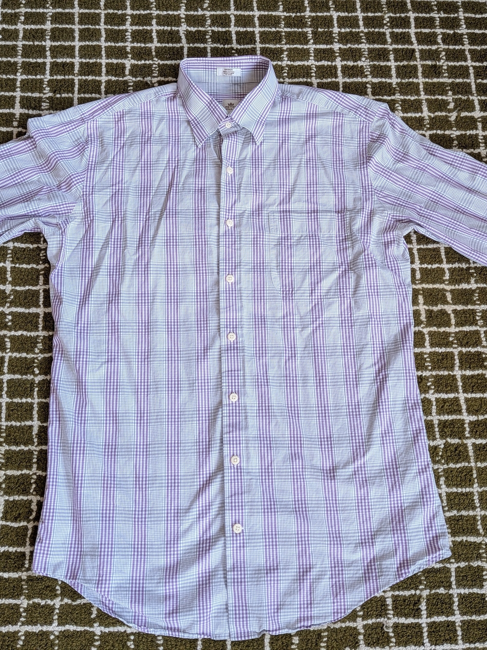 Peter Millar Men's Lightweight Button-Down Shirt in Lavender Plaid